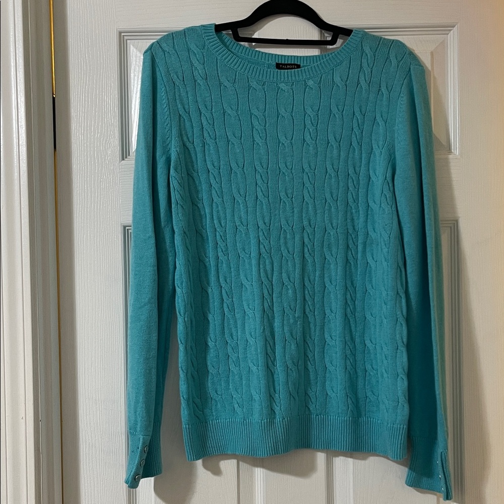 Talbots Turquoise Cable Knit Sweater